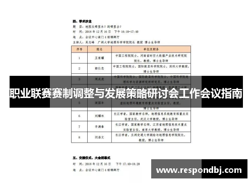 职业联赛赛制调整与发展策略研讨会工作会议指南