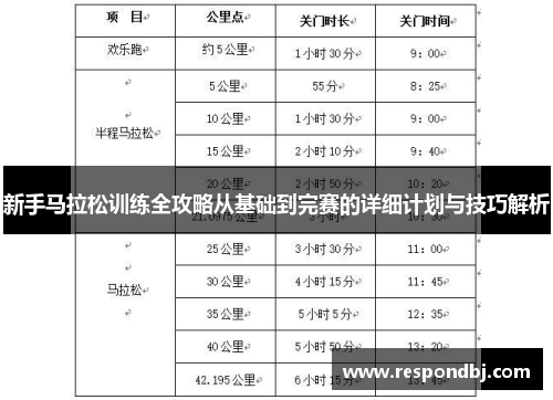 新手马拉松训练全攻略从基础到完赛的详细计划与技巧解析
